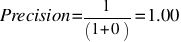 Precision=1/(1+0)=1.00